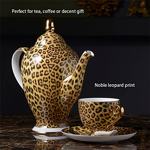 Leopard Print Bone China Coffee Set Porcelain Tea Pot Cup Ceramic Mug Sugar Bowl