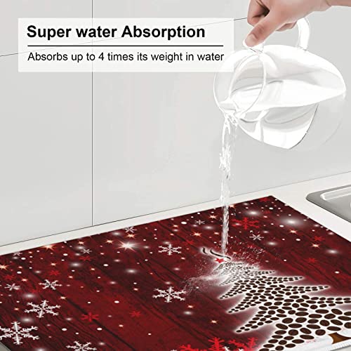 Large Dish Drying Mats For Kitchen Counter Microfiber Kitchen Drying Mat XL Draining Pad Absorbent Quick Drying Dish Mat 18x24 Inch