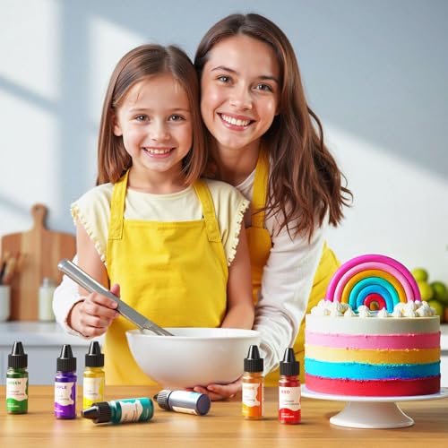 Oil Based Food Coloring for Chocolate Rainbow Oil Edible Food Dye Set for Halloween Baking Royal Icing Cookie Supplies Gluten Free 7x6ml Food Grade Food Color Kit