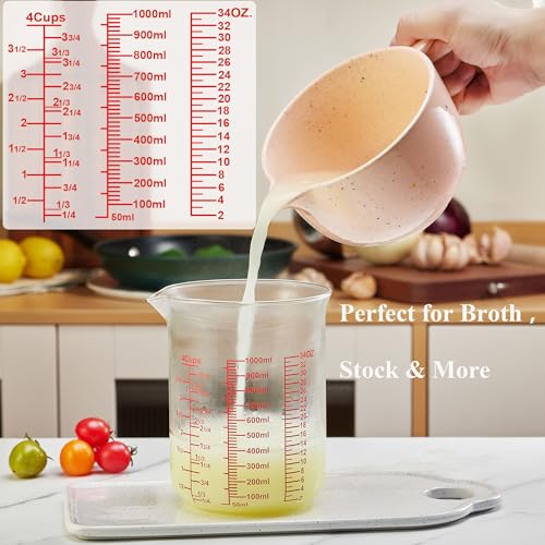 Ackers High Borosilicate Glass Measuring Cup Set with Pour Spout (32 Ounce)