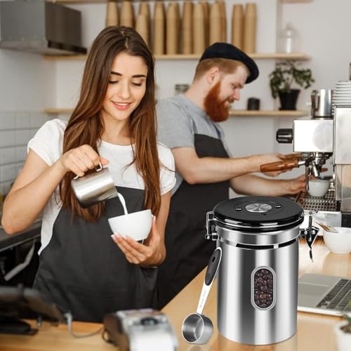 2800ML Airtight Coffee Canister with Date Tracker&Transparent Window
