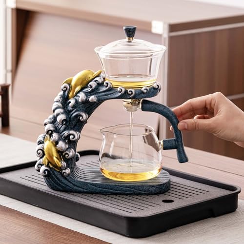 Glass Teapot Set with Infuser Semi Automatic Tea Set Magic Teapot (3 Count)