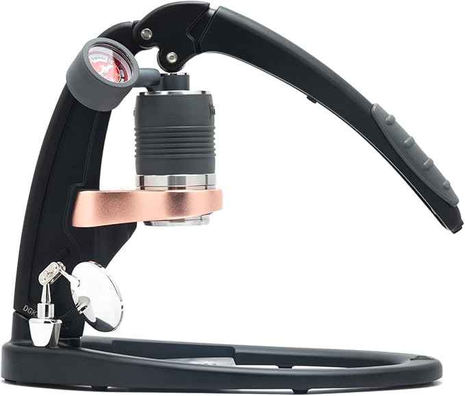 Flair UPDATED PRO 3 (Black) - All manual lever espresso maker with a stainless steel brew head, pressure gauge, and a shot mirror
