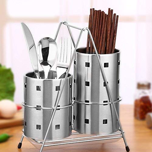 Chopsticks Holder Stainless Steel Utensil Holder Drying Rack Circular Hole Tableware Storage Rack Organizer