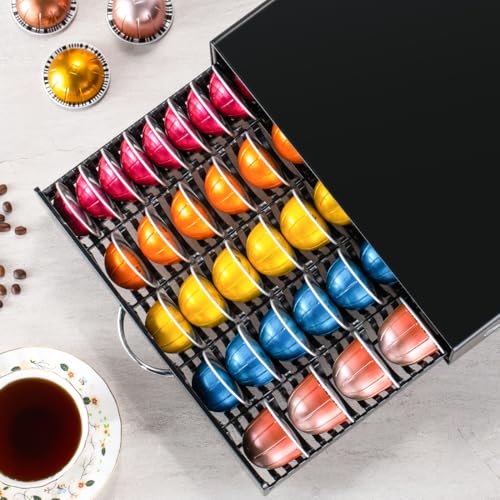 for Nespresso Pod Holder Coffee Pod Drawer for Vertuo Pod Organizer Graffiti Style Large Capacity Fits All Size Vertuo Pods