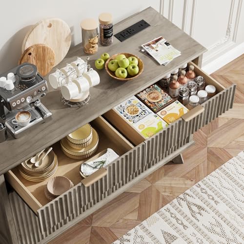 Fluted Buffet Sideboard Cabinet with Storage