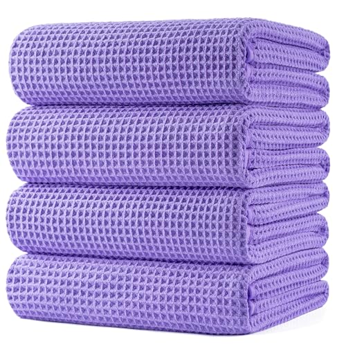430 GSM Poly Blend Microfiber Quick Dry Waffle Bath Towel (4 Count)