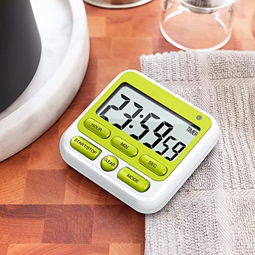 4-in-1 Digital Timer with Count Up/Down, Clock & Alarm, Ring & Silent Modes