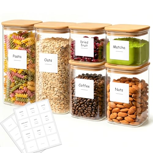 Glass Pantry Storage Containers with Lids 0.6 (6 Count)