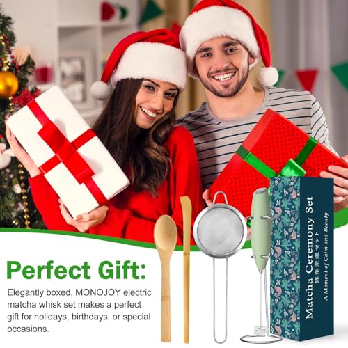 Electric Matcha Whisk Set 4 PCS Matcha Making Kit Powder Mixer Electric Milk Frother Traditional Tea Scoop Chashaku (4 Count)