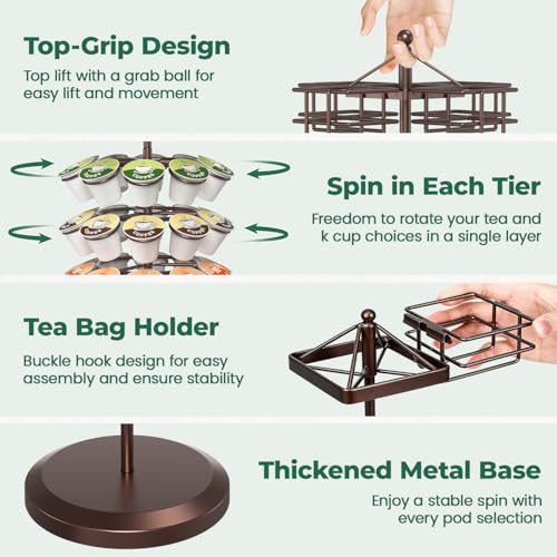 K Cup Holder Coffee Pod Organizer Carousel for Countertop