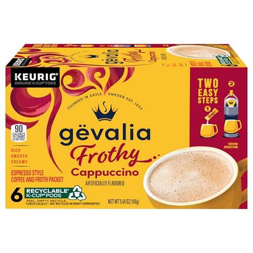 Kaffe, 2-Step K-Cup & Froth Packets, (Cappuccino Espresso), 6 Count (Pack of 3) (18 Count)