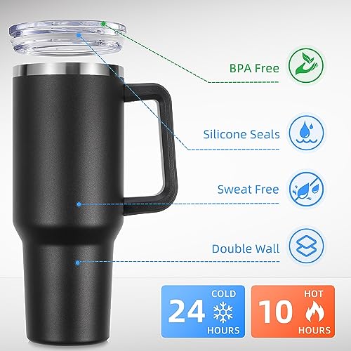 40 oz Tumbler with Handle and Straw (4 Count)