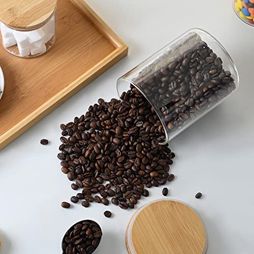 Glass Food Storage Containers with Bamboo Lids Large Glass Food Storage Jars for Coffee Bar Tea Sugar