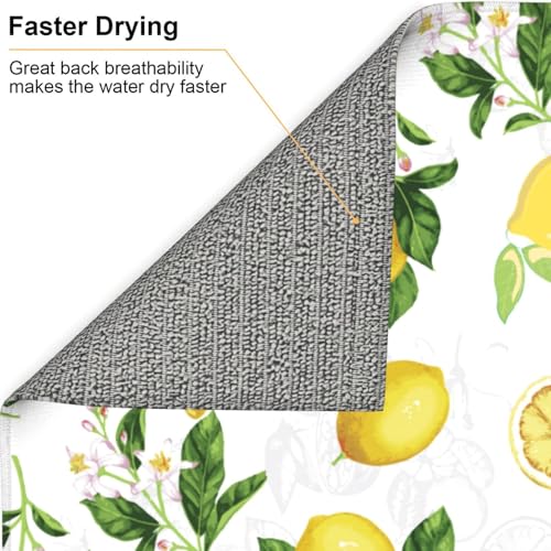 Lemon And Leaves Dish Drying Mat
