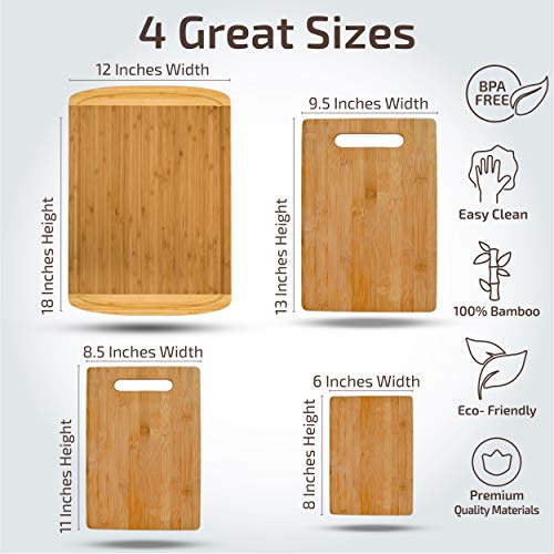 Bamboo Cutting Board Set of 4 (4 Count)