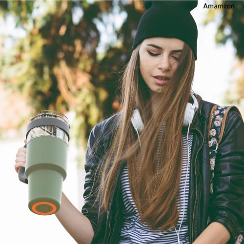 Extra Large Travel Explorer Tumbler for Hot and Cold with Stainless Steel Removable Coffee Mug Sleeve