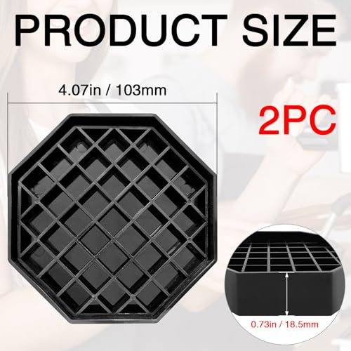 2 Pcs 4 Inch Drip Tray Coffee Countertop Tray Black Plastic Spill Octagon Drip Coaster with Honeycomb Grid for Drink Tea Wine Beverage (2 Count)