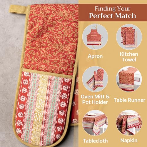 Double Oven Mitts 100% Cotton Double Oven Glove