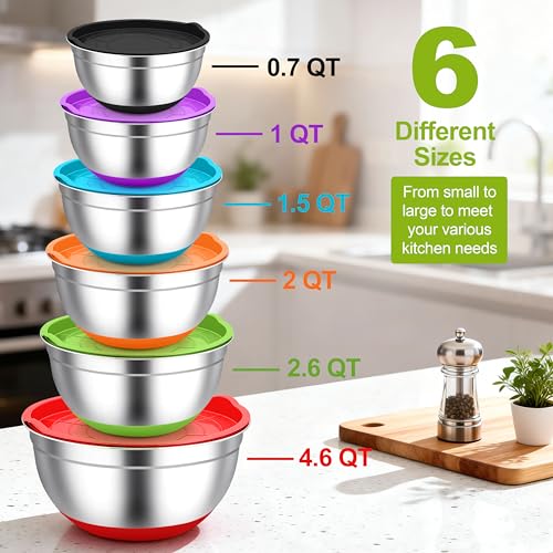 Mixing Bowls Stainless Steel Salad Bowls with Lids