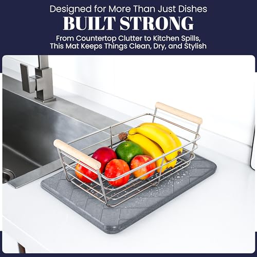 Folding Stone Dish Drying Mat for Kitchen Counter 23"x15"