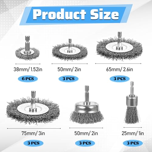 21 Packs Carbon Steel Wire Wheel Brush with 1 (21 Count)