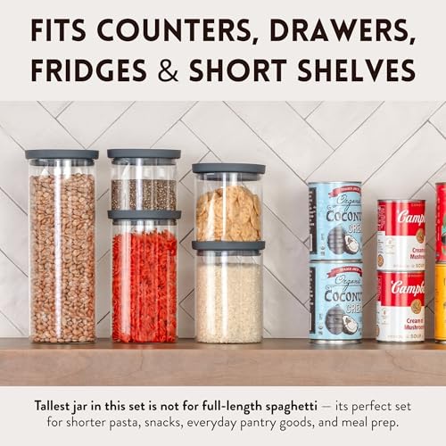 Glass Kitchen Storage Containers with Airtight Silicone Lids (5 Count)