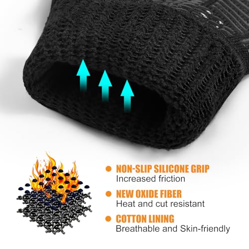 BBQ Gloves 1472°F Heat Resistant with Silicone Grip Oven Mitts (2 Count)