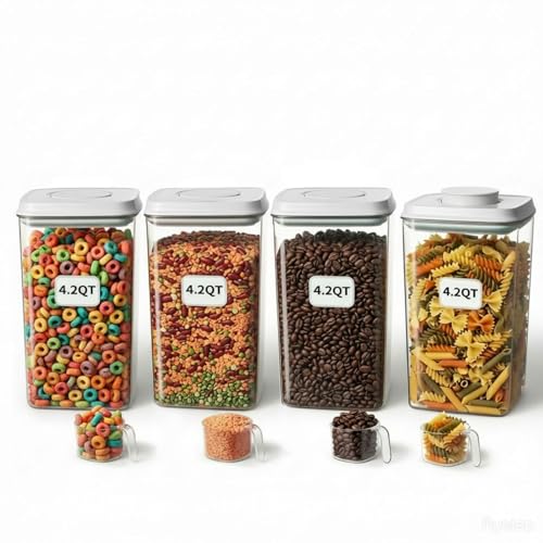 4 Pcs Large Pop Airtight Food Storage Containers Set with Lids (4 Count)