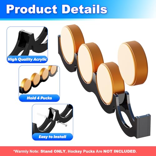 2 Pcs Hockey Puck Display Case Acrylic Hockey Puck Holder for 4 Pucks (2 Count)
