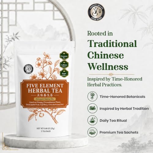 Five Element Herbal Tea Bags With American Ginseng