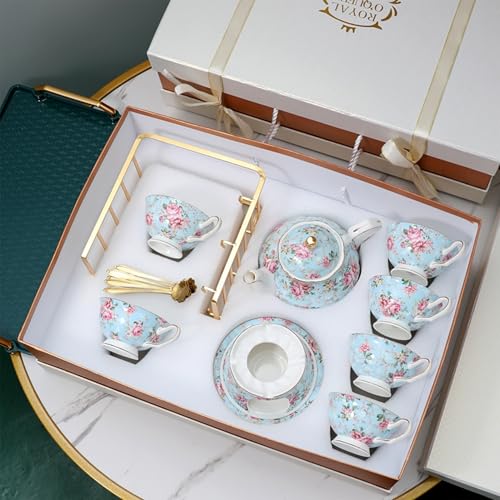 floral porcelain coffee cups set for 6 people