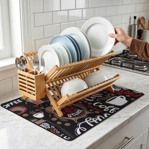 Coffee Mat 2 Pack 12x19 Inch Absorbent Non