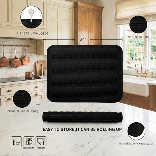 Silicone Dish Drying Mat for Multiple Usage