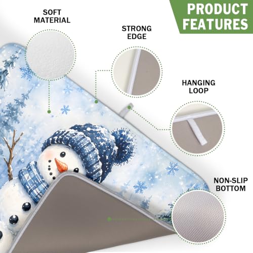 Winter Snowman Decorations Dish Drying Mat 16x18 Inch