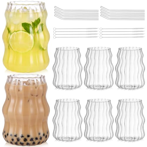 8 Pcs Ribbed Glass Cups (24 Count)
