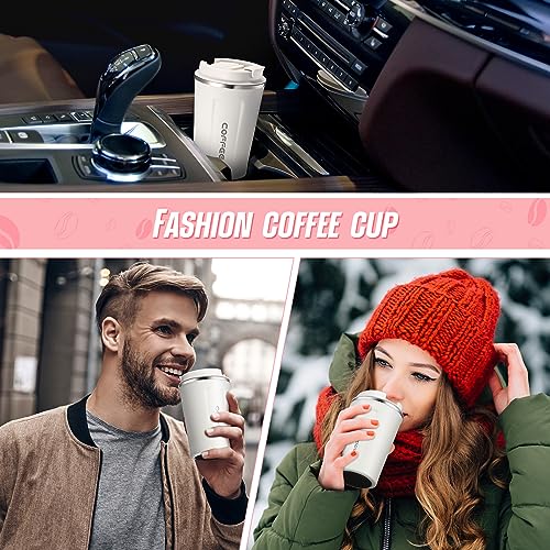 4 Pcs 13 oz Travel Coffee Mug Insulated Reusable Coffee Cups with Leakproof Lid Stainless Steel Portable Tumbler for Keep Hot or Ice Milk Tea