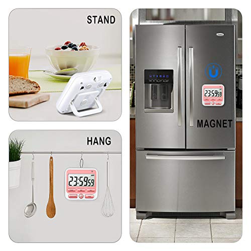 4-in-1 Digital Timer with Count Up/Down, Clock & Alarm, Ring & Silent Modes