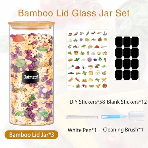 Glass Jars with Bamboo Lids (3 Count)