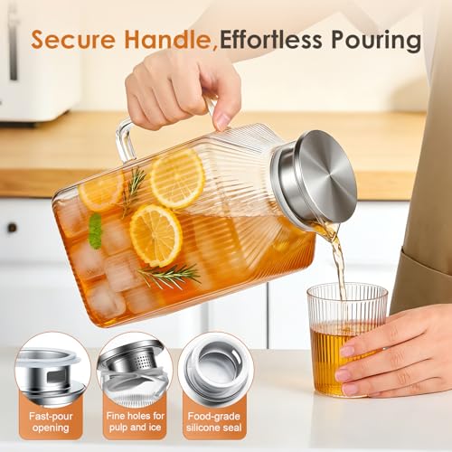1 Gallon Thickened Square Glass Pitcher with Lid