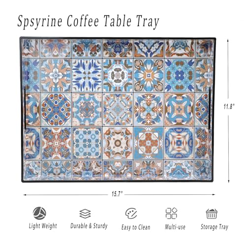 Plastic Serving Tray with Handles for Coffee Table