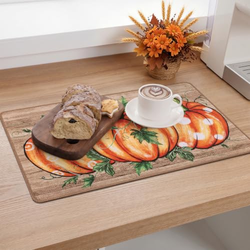 Fall Dish Drying Mat 2 Pack 12x19 Inch (2 Count)