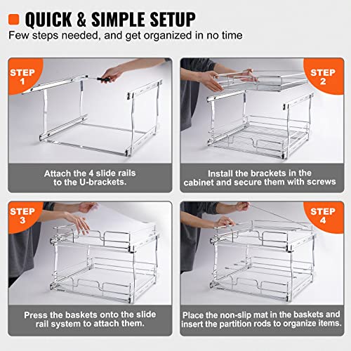2 Tier 17"Wx21.2"Dx15.2"H Pull Out Cabinet Organizer