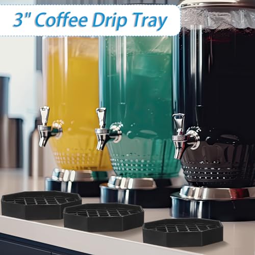 8 Pcs 6 Inch Coffee Drip Tray Black Plastic Octagon Coffee Countertop Drip Coaster with Honeycomb Grid for Drink Tea Wine Beverage Dispenser (8 Count)