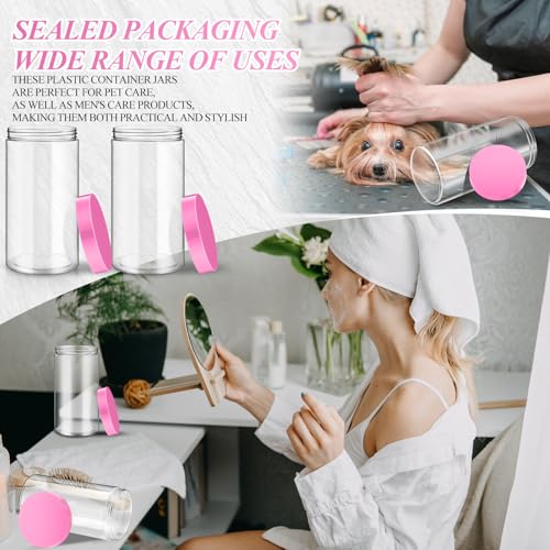 4 Pcs Plastic Jars Wide Mouth with Lids (4 Count)