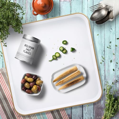 White Square Decorative Tray with Handles