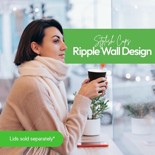 Coffee Cups 500 Pack of 12 oz Ripple Wall Insulated Coffee Cups Non (500 Count)