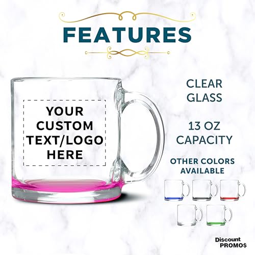 Custom Clear Glass Coffee Mugs 13 oz. Set of 10 (100 Count)