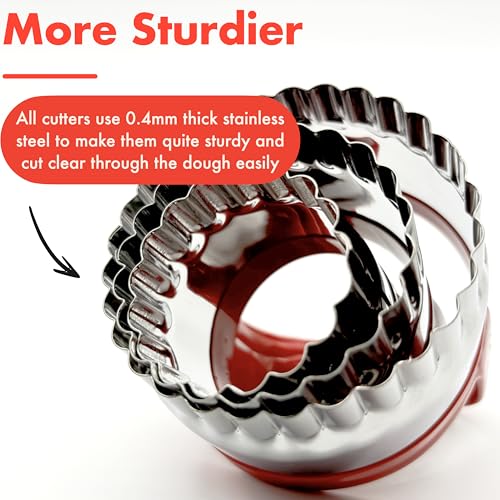 3 Pcs Fluted Round Biscuit Cutters with Handle 3" 3.5" 4" (3 Count)