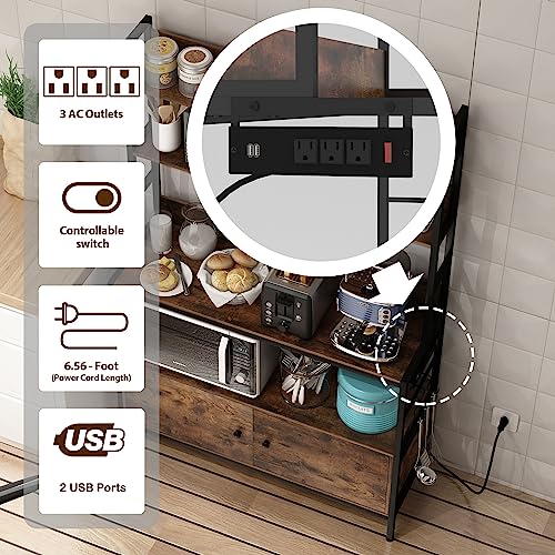 5 Tier Kitchen Bakers Rack with Power Outlet